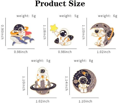 Liasun مضحك المينا دبابيس دبوس مجموعة-رائد الفضاء والحوت الكرتون بروش دبابيس للملابس أكياس حقيبة الظهر للنساء in Kuwait