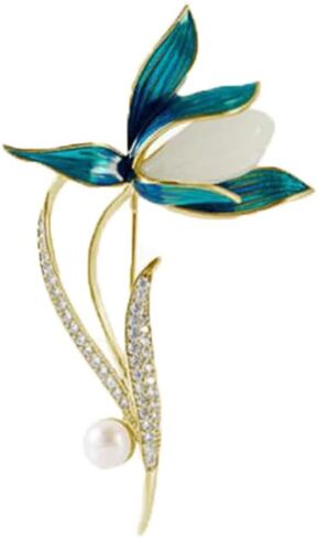 Beautiful Magnolia Flower Brooch Pin Elegant Design Jewellery for Suit Coat Shawl Clip Decoration Women Brooch Jewelry for Clothing, Metal, no gemstone in Kuwait