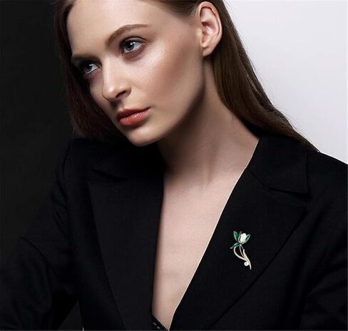 Beautiful Magnolia Flower Brooch Pin Elegant Design Jewellery for Suit Coat Shawl Clip Decoration Women Brooch Jewelry for Clothing, Metal, no gemstone in Kuwait