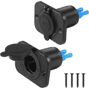 CERRXIAN 2PCS 12V Car Cigarette Lighter Socket with Blue LED,Waterproof Cigarette Lighter Socket 12 Volt Power Outlet Replacement for Car Marine Motorcycle ATV RV