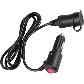 5FT Cigarette Lighter Extension Cord with On Off Switch - Car Cigarette Lighter Male Plug to Female Socket 18AWG Heavy Duty Extension Cable with Switch Built-in 15A Fuse for Air Compressor Pump