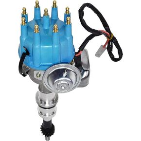 A-Team Performance R2R Complete Distributor - Ready 2 Run for Ford Windsor V8 221, 260, 289, 302 Series - Automotive Replacement Ignition Parts Two-Wire Installation with Blue Cap