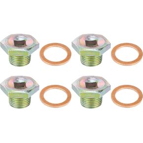 X AUTOHAUX 4 Pcs M16X1.5 Steel Engine Oil Drain Plug Screw with Seal Ring for Peugenot for Citroen for Mini Bronze Tone