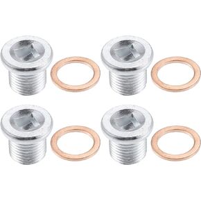 X AUTOHAUX 4 Pcs M16x1.5 Steel Engine Oil Drain Plug Screw with Gasket for Nissan Platina Qashqai MK2 Terrano MK3 for Mercedes CLA 180 Silver Tone