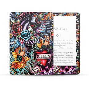 MightySkins Skin Compatible with Amazon Kindle Paperwhite 5 6.8-inch 11th Gen (2021) Full Wrap - Old School Tattoo | Protective, and Unique Vinyl Decal wrap Cover | Easy to Apply | Made in The USA