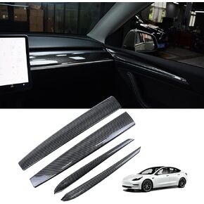 KKTR-CAR Dashboard Cover Wrap and Front Door Inner Armrest Panel Cover Trim Compatible with Tesla Model 3(2021-2023) and Model Y(2019-2024),NOT for Performance