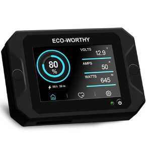ECO-WORTHY 300A Battery Monitor with Hall Sensor Touchable Display, 9-80V Battery Monitor for Li-ion/LiFePO4/AGM/Gel Battery in Golf Cart/RV/Solar System