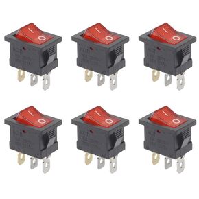 Mriuuod 6Pcs On/Off/On Boat Rocker Switch 3 Pin 3 Position Snap 12V AC 250V/6A 125V/10A Rocker Toggle Switch