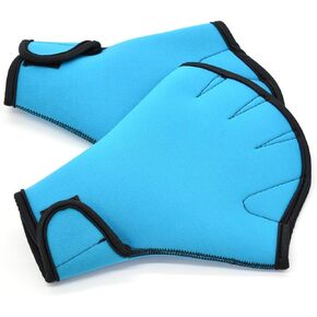 Orchidtent Training Swim Gloves Water Resistance Fins Hand Glove Fingerless Webbed Flippers Paddle Swim Force Gloves (Blue, M)