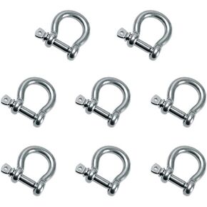 8 PCS M5 Stainless Steel Bow Shackle 3/16" (5mm) Forged Anchor Bow Shackle with Screw Pin for Paracord Jewelry Marine, Silver Color