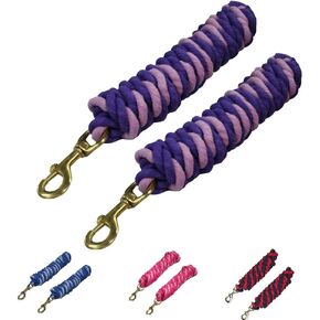 Derby Originals Pair of 2 10' Braided Cotton Lead Ropes with Brass Bolt Snap for Horses and Livestock