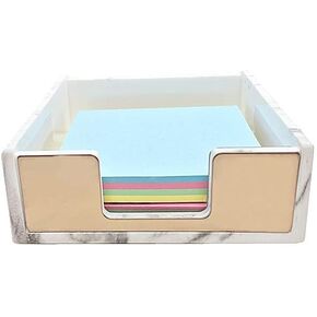 MEI YI TIAN Gold Marble Sticky Memo Holder Acrylic Notes Cube Dispenser Holders Notepad Tray with Non Slip Mat for Office School Home Desk Accessories Organizer Supplies