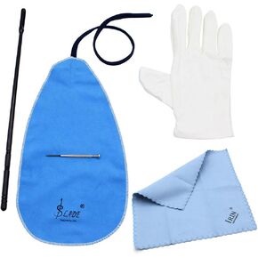 Mowind Flute Cleaning Kit with Cleaning Cloth Plastic Stick Screwdriver Gloves Set of 5