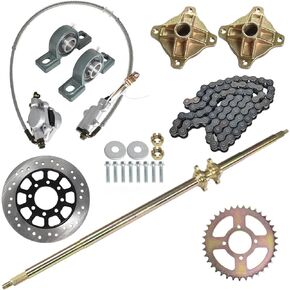 44in/1120mm Quad Go Kart Rear Live Axle Kit Sprocket Brake Wheel Hub Replacement for ATV Quad Go Karts