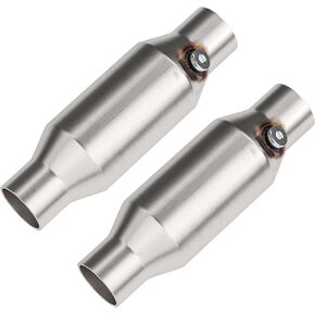 ASOPARTS 2.5" Universal Catalytic Converter, 2.5" Inch Inlet/Outlet Cat Converter with O2 Port (2 Pcs)