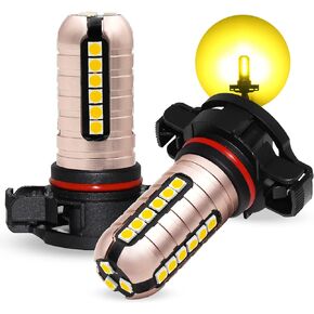 PHINLION 2504 Amber LED Fog Light Bulbs, 3000 Lumens Super Bright 3030 27-SMD 12276 PSX24W Fog Bulb Replacement, Golden Yellow, Pack of 2