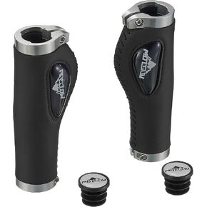 Bike Handlebar Grips Ergonomic, 2 Sides Locking, TPR Rubber Anti-Slip Handle Grip, PU Leather Bicycle Grips Fits
