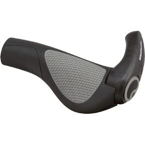 Ergon - GP2 Ergonomic Lock-on Bicycle Handlebar Grips with Small Size Bar End Support | Regular Compatibility | for Hybrid and Mountain Bikes | Two Sizes | Black/Gray