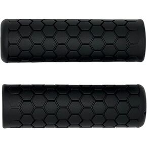 Hexagon Pattern Black Non-Slip Bike Handle Bar Grips, Designed to fit 1 ¼" Handlebars (1 Pair)