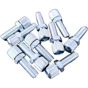 CYCLEZ Premium 6mm Bicycle Brake Caliper Barrel Adjusters, Steel, Silver Barrel Adjuster Bolt with Locknut, 10 Pack