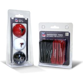 Team Golf NFL Atlanta Falcons 3 Golf Balls And 50 Golf Tees Logo Imprinted Golf Balls (3 Count) & 2-3/4" Regulation Golf Tees (50 Count), Multi Colored