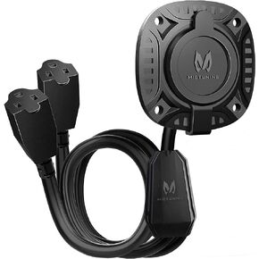 MICTUNING 15Amp 250V AC Port Plug with 18" Integrated Extension Cord Y Splitter Cable and Water-Resistant Cap