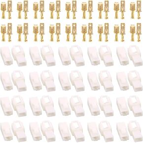 Hilitchi 6.3MM Electrical Automotive Wire Connectors Male Female Socket Plug Terminal for Motorcycle Car (2P-30Sets)