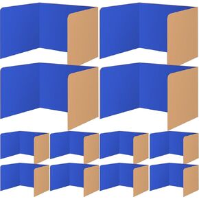 12 Pcs Privacy Folders for Students Blue Desk Dividers Classroom Test Dividers Privacy Boards for Student Desks Privacy Panel Partitions Trifold Desk Dividers for School