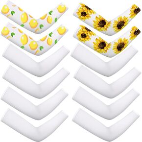 Geyoga 6 Pairs Sublimation Blank Cooling Arm Sleeves, Sublimation UV Protection Sleeves, Print Sleeves for Driving, Golfing, Fishing, Cycling, Hiking, Doing Sports