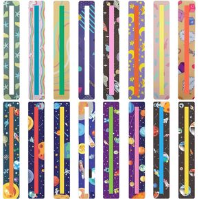 16 Pieces Reading Guide Strips for Kids Cartoon Guided Reading Strips Highlight Strips Colored Highlighter Bookmarks for Helping Dyslexics Children Teacher Education Classroom Supplies