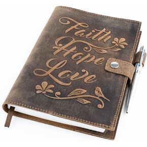 moonster Leather Journal Refillable Notebook, Writing Journal for Women, Embossed Bible Journal Leather Notebook Cover with Pen, Leather Bound Womens Journal - Lined Paper Vintage Travel Journal