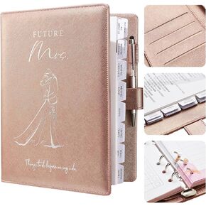 AW BRIDAL Best Engagement Gifts for Fiance Her Wedding Gifts For Bride To Be∣ Future Mrs Leather Wedding Planning Book And Organizer Engagement Journal Notebook Budget Binder, 140 Pages, Rose Gold