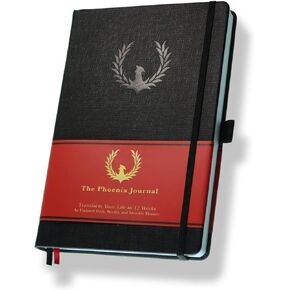The Phoenix Journal - Best Daily Goal Planner, Organizer, & Calendar for Goal Setting, Gratitude, Happiness, & Productivity - Vision Board & Habit Tracking - 12 Weeks, Undated, Hardcover - Black