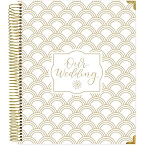 bloom daily planners Hard Cover Wedding Day Planner & Organizer (Undated) - 9" x 11" - Gold Floral