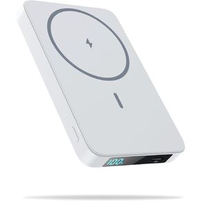 Magnetic Portable Charger Power Bank 5500mAh,Slim Wireless Portable Charger with LCD Display,PD Fast Charging USB-C Battery Pack Compatible with Magsafe, iPhone 15/15 Pro/15 Pro Max/14/13 /12 Series