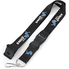 Aminco NFL Detroit Lions Team Lanyard, Black, 6