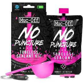 Muc-Off No Puncture Hassle Tubeless Sealant Kit - Advanced Bicycle Tyre Sealant Kit with UV Tracer Dye That Seals Tears and Holes Up to 6mm