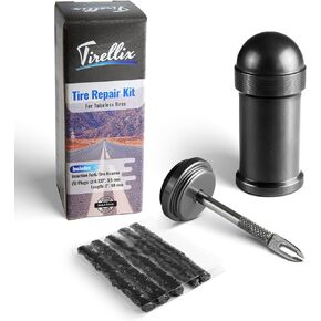 Bike Tire Plug Kit – Tubeless Tire Repair Kit, Fix Flat or Puncture in Bicycle, MTB Motorcycle Tire, Slim Portable Bike Tool Kit Includes Reamer, Insertion Fork, 5 Rubber 1.5mm Tire Plugs