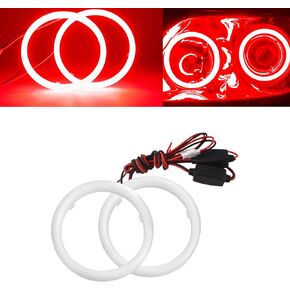 Qasim 60MM Halo Rings Red Car Angel Eyes 39SMD COB LED Fog Lights Driving Decorative Lights for Car Motorcycles Snowbike 12V 24V 1-Pair