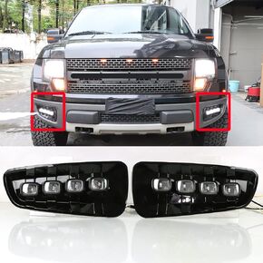DRL LED Daytime Running Lights Fog Lamp for Ford Raptor SVT F150 2009 2010 2011 2012 2013 2014 with Turn Signal Yellow Light Driving Headlamp