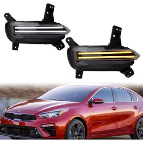 Switchback White/Amber LED DRL Front Fog Lamp Daytime Running Light Sequential Flash Turn Signal Feature Compatible with KIA Forte Sedan 2019 2020 2021 Accessories
