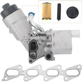 Engine Oil Cooler Filter Housing Assembly Adapter with Exhaust Manifold Gasket, Compatible with Chevy Buick - 2011-2015 Cruze, 2012-2020 Sonic,2013-2021 Trax, 2013-2021 Encore 1.4L, Replace#55566784