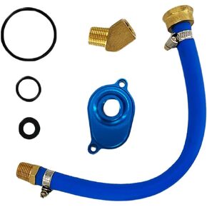 6.0L Oil Cooler Flush Kit with Black Aluminum Anodize Adapter for Ford 2003 2004 2005 2006 2007 2008 2009 2010 Di/esel Replacement