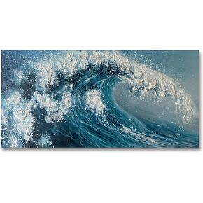 Landswaydecor Blue and Grey Abstract Wall Art Large Size Hand Painted Textured Oil Painting on Canvas for Bedroom