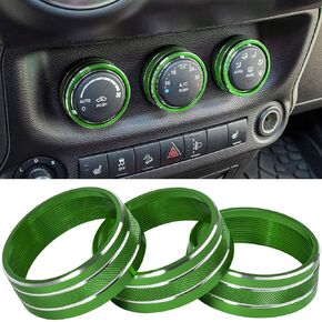 Audio Air Conditioning Button Cover Decoration Twist Switch Ring Trim for Jeep Wrangler JK JKU Patriot 2011-2018, Compass 11-16, Liberty 08-12, Dodge Challenger 08-14 Interior Accessories (Red)