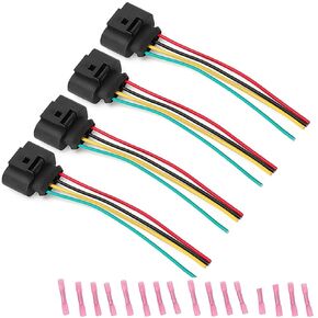 Vw Ignition Coil Connector Plug Harness Compatible with Volkswagen Vw Passat Audi A4 1.8T, 2.0T, 2.5L, 3.2L, 4.2L 4 Pack Vw Ignition Coil Harness 16pcs Heat Shrink Butt Connectors