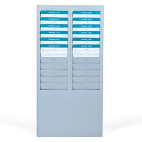 Flexzion Time Card Holder Wall Mount Rack 24 Pocket Slots Compatible with 7" inch Cards Pyramid Series 2000 6000 Attendance Time Payroll Recorder for Office Punch in Clock Out (Gray)