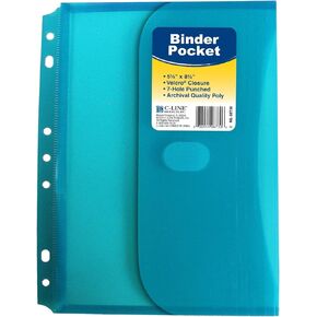 C-Line Super Heavyweight Poly Binder Pocket with Hook & Loop Closure, Side Loading, 1-Inch Gusset, 1 Pocket, Color May Vary (58730), Multicolored, Letter Size, 1-Count