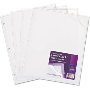 Avery Corner Lock Plastic Sleeves for 3 Ring Binders, Clear, Pack of 4 Sleeves (72269)