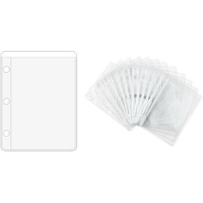 12 قطعة من جيوب المجلدات الصغيرة الشفافة ذات 3 فتحات من مادة PVC ذات الأوراق الفضفاضة A9، وأظرف الميزانية النقدية لحافظات أوراق دفتر الملاحظات المكونة من 3 حلقات لتنظيم فواتير بطاقات الصور (صغيرة، شفافة)
